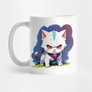 Cat Assassin, White, Chibi, Manga, Anime, Cat Lovers Funny Mug